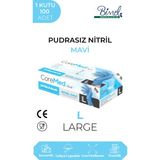 COREMED Nitril Mavi Pudrasız Muayene Eldiveni L - 1 Paket 100 lü