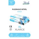 COREMED Nitril Mavi Pudrasız Muayene Eldiveni XL - 1 Paket 100 lü