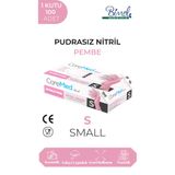 COREMED Nitril Pembe Pudrasız Muayene Eldiveni S - 1 Paket 100 lü