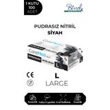 COREMED Nitril Siyah Pudrasız Muayene Eldiveni L - 5 Paket 100 lü
