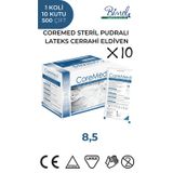 Coremed STERİL CERRAHİ LATEKS PUDRALI ELDİVEN 8,5 BEDEN 1 Koli-10 Paket-500 Çift