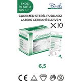 CoreMed STERİL CERRAHİ LATEKS PUDRASIZ ELDİVEN 6,5 BEDEN 1 Koli-10 Paket-500 Çift