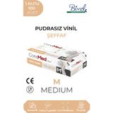 COREMED Vinil Şeffaf Muayene Eldiveni M - 1 Paket 100'lü