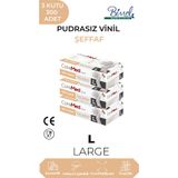 COREMED Vinil Şeffaf Pudrasız Muayene Eldiveni L - 3 Paket 100'lü