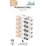 COREMED Vinil Şeffaf Pudrasız Muayene Eldiveni L - 5 Paket 100'lü