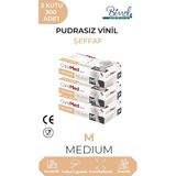 COREMED Vinil Şeffaf Pudrasız Muayene Eldiveni M - 3 Paket 100'lü