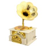Corkwaw Gramofon müzik kutusu, klasik trompet gramofon kozmetik kutusu ve mücevher kutusu ev dekorasyonu (Kırmızı (Beyaz)