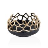 Cornella Pillar Antik Gold Siyah Metal Meyvelik Ağız:22 Cm X Boy:13 Cm