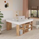 Corner Kitaplık Raflı Çalışma Masası Çam-Antrasit Cor5-Aw - Çalisma Masasi Genislik : 1150 mm Ofis Masasi Derinlik: 1200 mm Ofis Masasi Yükseklik: 720 mm - Beyaz - Çam