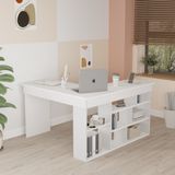 Corner Kitaplık Raflı Çalışma Masası Çam-Antrasit Cor5-W - Çalisma Masasi Genislik : 1150 mm Ofis Masasi Derinlik: 1200 mm Ofis Masasi Yükseklik: 720 mm - Beyaz