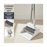 Corner Taraklı ve Saplı Faraş Süpürge Seti - Katlanabilir Dik Faraş Takımı - Paslanmaz Çelik Saplı Ergonomik Temizlik Seti (Beyaz -) - Option-1