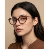 Corney Design Valery Kahverengi Cat Eye Gözlük | Mavi Işık Filtreli, Blue Blocked, Ekran Gözlüğü | Kadın