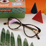 Corney Design Vincent Cat Eye Gözlük (Mavi Işık Filtreli) - Alaca Kahverengi