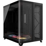 CORSAIR AIR 5400 RS-R ARGB Üçlü Bölmeli Orta Boy Tower Bilgisayar Kasası – 3X Önceden Monte Edilmiş Ters Rotor RS120-R ARGB Fan, Güçlü Soğutma için Hava Kanalları, Ters Anakart Desteği, Siyah