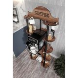 CORTADO Kahve Köşesi – Retro Tasarımlı Ceviz Renkli Ahşap İstasyonu, MDF Malzemeden Dayanıklı 3 Katlı Raflı Organizer, Şık ve Dekoratif Kahve Alanı (Ceviz)