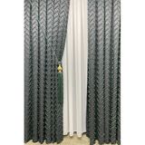 Cortibo Harmony Serisi Püsküllü Fon Perde Yeşil - 1'e 3 Sık Pile, 80 x 250