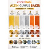 corvo hobi Akrilik Boya 3ml, Metalik Akrilik boya Altın, Gümüş ve Bakır Renk (6'lı Şerit) Obje, Taş Boyama, Etkinlik
