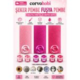 corvo hobi Akrilik Boya 3ml, Metalik Akrilik boya Şeker Pembe, Fuşya, Pembe Renk (6'lı Şerit) Obje, Taş Boyama, Etkinlik
