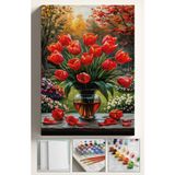 Corvo Hobi Numaralı Tuval Boyama Seti 40x50 cm Kırmızılaleler Fırça ve Boya Dahil