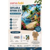 corvo hobi Sayılarla Boyama Çerçeveli Hobi Seti Numaralı Tuval DENİZ KENARI Fırça Boya Dahil Kasnaklı 40X50 Cm