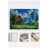 corvo hobi Sayılarla Boyama Çerçeveli Hobi Seti Numaralı Tuval Fırça Boya Dahil Kasnaklı 40X50 Cm DAĞ EVİ