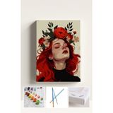 corvo hobi Sayılarla Boyama Çerçeveli Hobi Seti Numaralı Tuval Fırça Boya Dahil Kasnaklı 40X50Cm ÇİÇEK KADIN