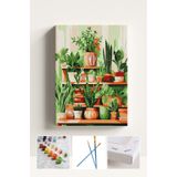 corvo hobi Sayılarla Boyama Seti Numaralı Tuval Fırça Boya ÇİÇEK RAFLARI 40x50 Cm