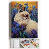 corvo hobi Sayılarla Boyama Seti Numaralı Tuval Fırça Boya Dahil Kasnaklı Set 40x50 Cm - ÇİÇEK ARASI KEDİ