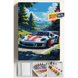 corvo hobi Sayılarla Boyama Seti Numaralı Tuval Fırça Boya Dahil Kasnaklı Set 50x70 Cm - BEYAZ ARABA
