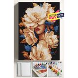 corvo hobi Sayılarla Boyama Seti Numaralı Tuval Fırça Boya Dahil Kasnaklı Set 50x70 Cm - ÇİÇEK AÇAN KADIN 1
