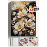 corvo hobi Sayılarla Boyama Seti Numaralı Tuval Fırça Boya Dahil Kasnaklı Set 50x70 Cm - GOLD ÇİÇEK