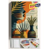 corvo hobi Sayılarla Boyama Seti Numaralı Tuval Fırça Boya Dahil Kasnaklı Set 50x70 Cm - YEŞİL VAZO KADIN