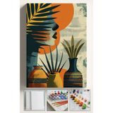 corvo hobi Sayılarla Boyama Seti Numaralı Tuval Fırça Boya Vazo Çiçek 40x50 Cm - YEŞİL VAZO KADIN