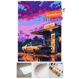 corvo hobi Sayılarla boyama seti Özel Boya kağıdı Fırça Dahil (Kasnaksız) 40x50 cm ARABA Sayılarla Boyama Seti