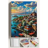 Corvo Sayılarla Boyama Çerçeveli Hobi Seti Numaralı Tuval Fırça Boya Dahil Kasnaklı 40X50 cm Eminönü
