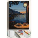 Corvo Sayılarla Boyama Çerçeveli Hobi Seti Numaralı Tuval Fırça Boya Dahil Kasnaklı 40X50 cm Gece Kahvesi
