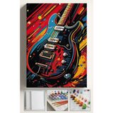 Corvo Sayılarla Boyama Çerçeveli Hobi Seti Numaralı Tuval Fırça Boya Dahil Kasnaklı 40X50 cm Gitar