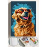 Corvo Sayılarla Boyama Çerçeveli Hobi Seti Numaralı Tuval Fırça Boya Dahil Kasnaklı 40X50 cm Golden