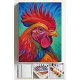 Corvo Sayılarla Boyama Çerçeveli Hobi Seti Numaralı Tuval Fırça Boya Dahil Kasnaklı 40X50 cm Horoz