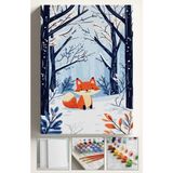 Corvo Sayılarla Boyama Çerçeveli Hobi Seti Numaralı Tuval Fırça Boya Dahil Kasnaklı 40X50 cm Küçük Tilki Karda