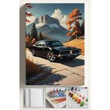 Corvo Sayılarla Boyama Çerçeveli Hobi Seti Numaralı Tuval Fırça Boya Dahil Kasnaklı 40X50 cm Mustang