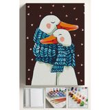 Corvo Sayılarla Boyama Çerçeveli Hobi Seti Numaralı Tuval Fırça Boya Dahil Kasnaklı 40X50 cm Ördekler