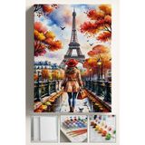 Corvo Sayılarla Boyama Çerçeveli Hobi Seti Numaralı Tuval Fırça Boya Dahil Kasnaklı 40X50 cm Paris Kırmızı Kadın