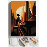 Corvo Sayılarla Boyama Çerçeveli Hobi Seti Numaralı Tuval Fırça Boya Dahil Kasnaklı 40X50 cm Piano Kadın