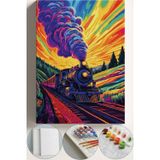 Corvo Sayılarla Boyama Çerçeveli Hobi Seti Numaralı Tuval Fırça Boya Dahil Kasnaklı 40X50 Cm Renkli Tren