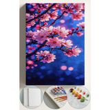 Corvo Sayılarla Boyama Çerçeveli Hobi Seti Numaralı Tuval Fırça Boya Dahil Kasnaklı 40X50 cm Sakura Dalları