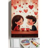 Corvo Sayılarla Boyama Çerçeveli Hobi Seti Numaralı Tuval Fırça Boya Dahil Kasnaklı 40X50 cm Sevgili Kahve