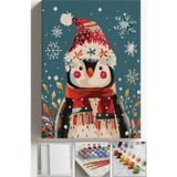 Corvo Sayılarla Boyama Çerçeveli Hobi Seti Numaralı Tuval Fırça Boya Dahil Kasnaklı 40X50 cm Şirin Penguen