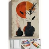 Corvo Sayılarla Boyama Çerçeveli Hobi Seti Numaralı Tuval Fırça Boya Dahil Kasnaklı 40X50 Cm Vazo Kadın 2