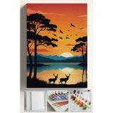 Corvo Sayılarla Boyama Çerçeveli Hobi Seti Numaralı Tuval Fırça Boya Dahil Kasnaklı Afrika Geyik 40X50 Cm
